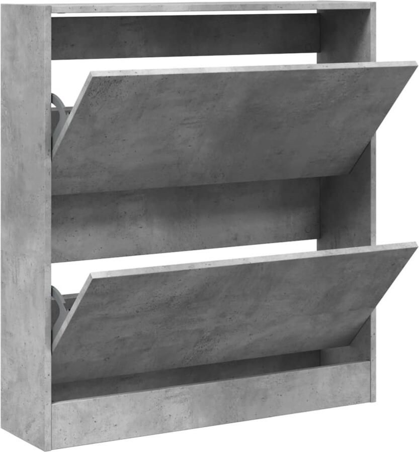 The Living Store Schoenenkast 80x21x87 5 cm bewerkt hout betongrijs Schoenenrek Schoenenrekken Opbergrek Voor Schoenen Schoenenstellage