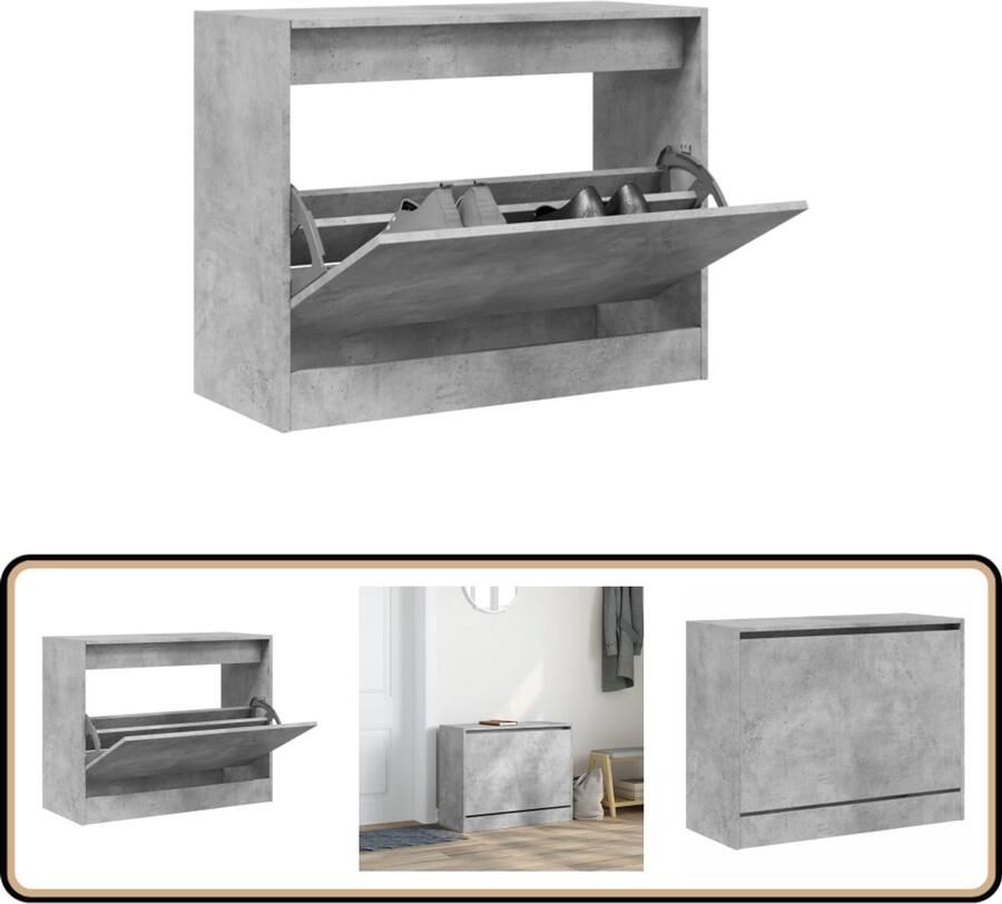 VidaXL Schoenenkast 80x34x63 cm bewerkt hout betongrijs