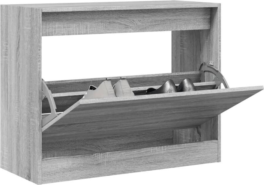 VidaXL Schoenenkast 80x34x63 cm bewerkt hout grijs sonoma eikenkleurig - Foto 2