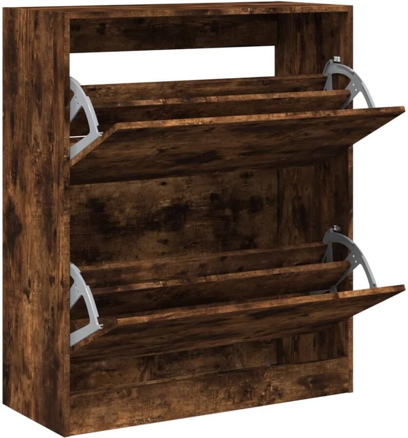 VidaXL Schoenenkast 80x34x96 5 cm bewerkt hout gerookt eikenkleurig