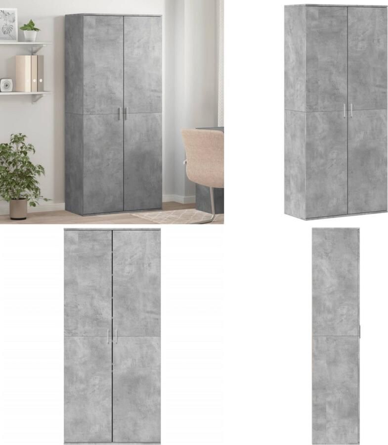 VidaXL Schoenenkast 80x39x178 cm spaanplaat betongrijs Schoenenkast Schoenenkasten Schoenen Kast Schoenen Rek