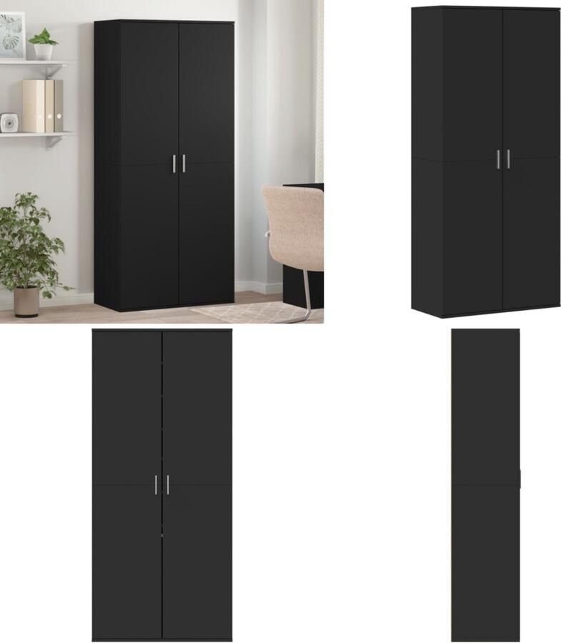 VidaXL Schoenenkast 80x39x178 cm spaanplaat zwart Schoenenkast Schoenenkasten Schoenen Kast Schoenen Rek