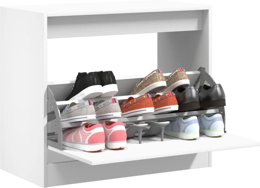 VidaXL Schoenenkast 80x42x69 cm bewerkt hout wit - Foto 2