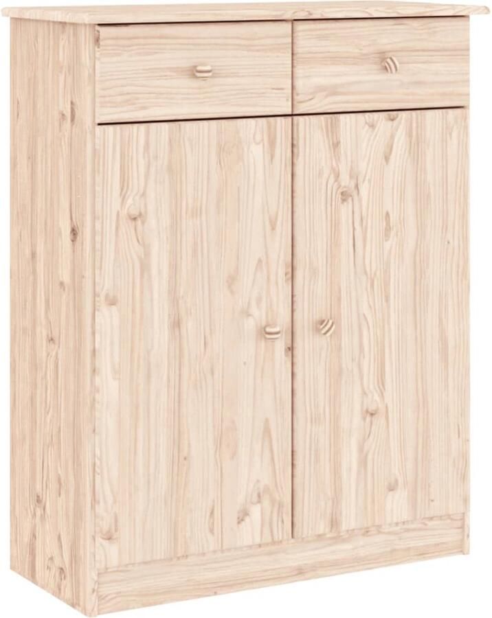 The Living Store Schoenenkast ALTA 77x35x96 cm massief grenenhout wit Schoenenkast Grenenhouten Schoenenkast Schoenenopbergers Entree Organisatie Garderobe - Foto 3