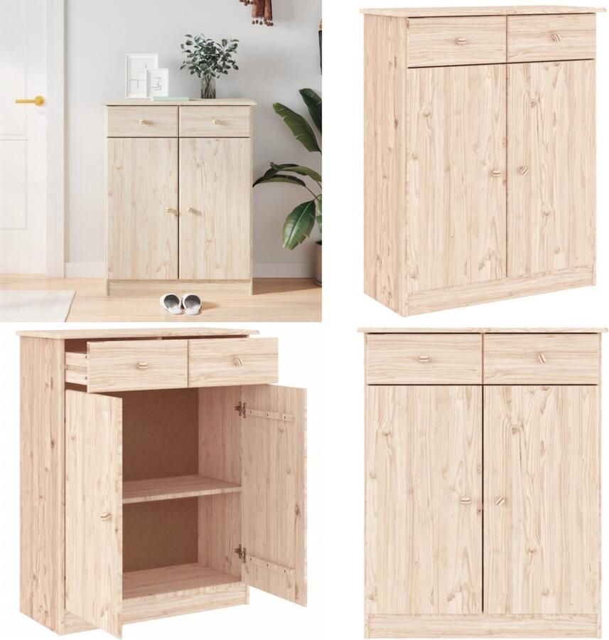 VidaXL Schoenenkast ALTA 77x35x96 cm massief grenenhout Schoenenkast Schoenenkasten Schoenenrek Schoenenbank
