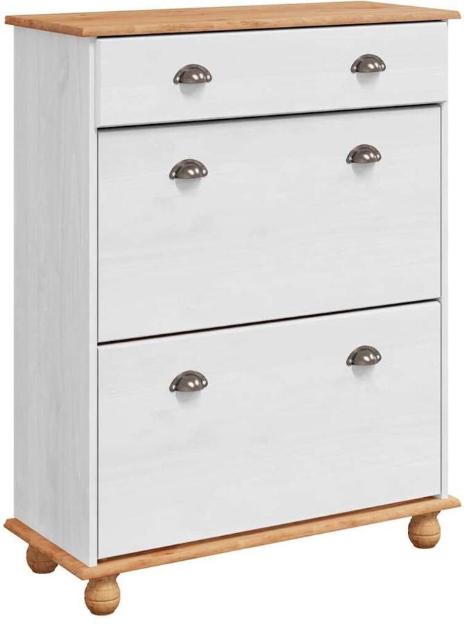 VidaXL Schoenenkast ASKIM Wit 85 x 35 x 108 cm Massief grenenhout