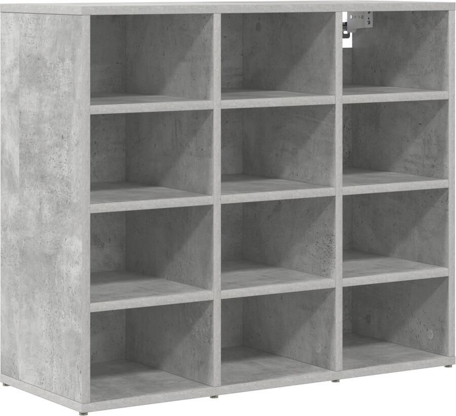 VidaXL Schoenenkast met plank met opslag Betongrijs 103x30x51 cm Bewerkt hout