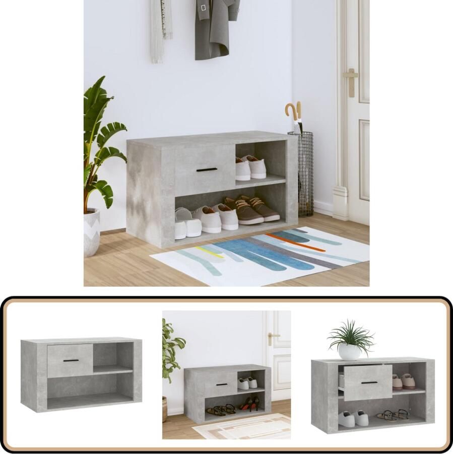 VidaXL -Schoenenkast-80x35x45-cm-bewerkt-hout-betongrijs