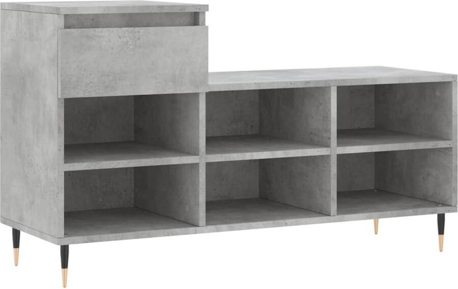 VidaXL Schoenenkast Betongrijs Bewerkt Hout 102x36x60cm Schoenenkast Schoenen Rek Bergruimte Kast Houten Kast Grijze Kast Vintage Kast Entree Kast