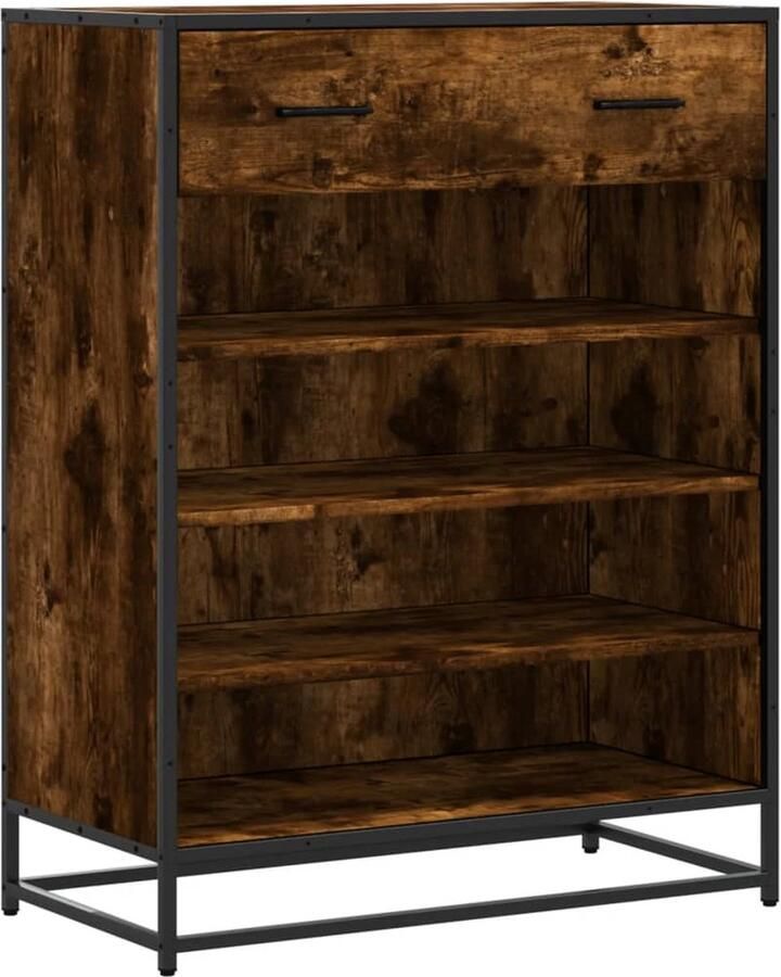 VidaXL Schoenenkast Gerookt Eiken 4 Vakken 1 Lade