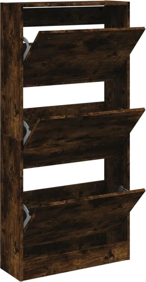 VidaXL Schoenenkast Gerookt Eiken 60x21x125 5 cm Schoenenrek Schoenenrekken Opbergrek Voor Schoenen Schoenenstellage