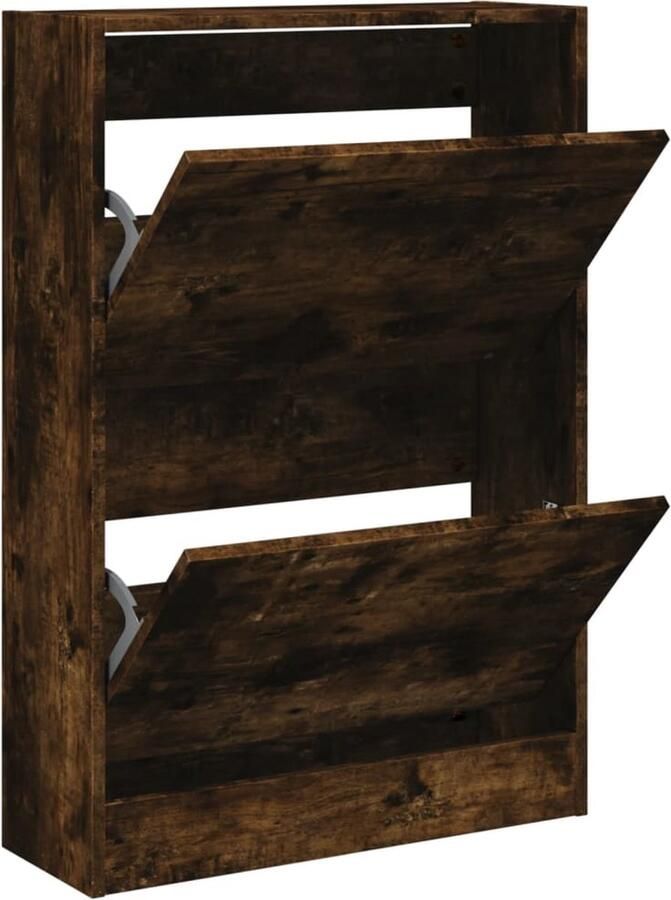 VidaXL Schoenenkast Gerookt Eiken 60x21x87 5 cm Schoenenrek Schoenenrekken Opbergrek Voor Schoenen Schoenenstellage