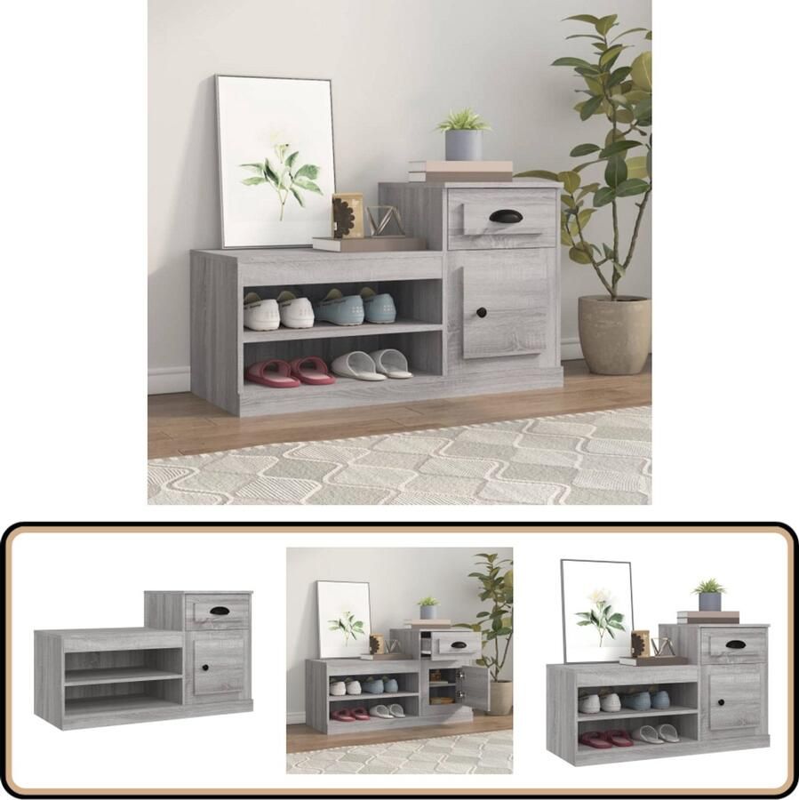 VidaXL Schoenenkast Grijs Sonoma Bewerkt Hout Schoenenkast Schoenuitlegers Bergruimte Houten Meubels Grijze Meubelen Design Meubel