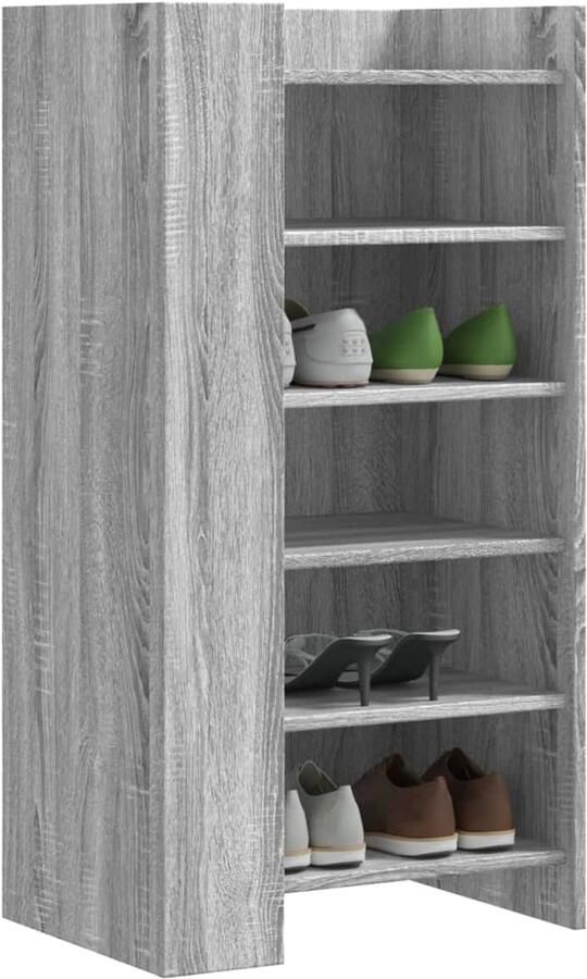 VidaXL Schoenenkast Grijs Sonoma Eiken 5 schappen Schoenenkast Schoenenkasten Schoenen Kast Schoenen Rek