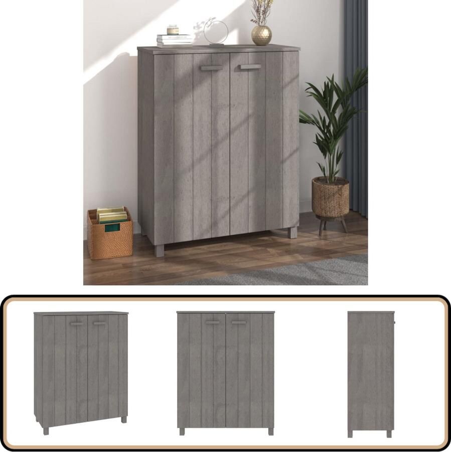 VidaXL Schoenenkast HAMAR 85x40x108 cm Lichtgrijs Schoenenkast Houtsoepkist Bergruimte Entreehal Slaapkamer Garderobe Organisatie Opslag