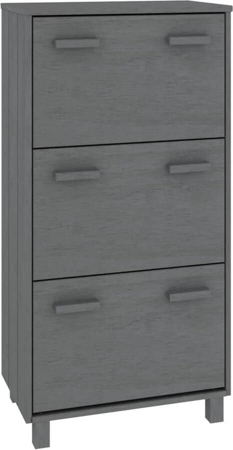 VidaXL Schoenenkast HAMAR donkergrijs 59 5x117cm Schoenenkast Houten Schoenenkast Schoenenrek Entreebank Garderobe Bergruimte Organisatie Opslag