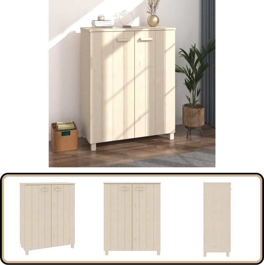 The Living Store HAMAR Schoenenkast 85 x 40 x 108 cm Massief grenenhout Rustieke uitstraling Schoenenkast Schoenuitrusting Hout Meubel Grenoblenhout Vintage Decoratie - Foto 2