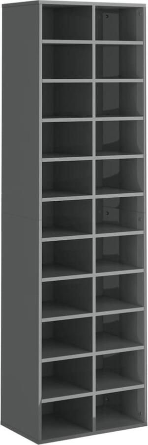 VidaXL Schoenenkast hoogglans grijs 54x34x183 cm Schoenenrek Houten Schoenenrek Schoenen Organisatie Entree Meubilair Wandplank