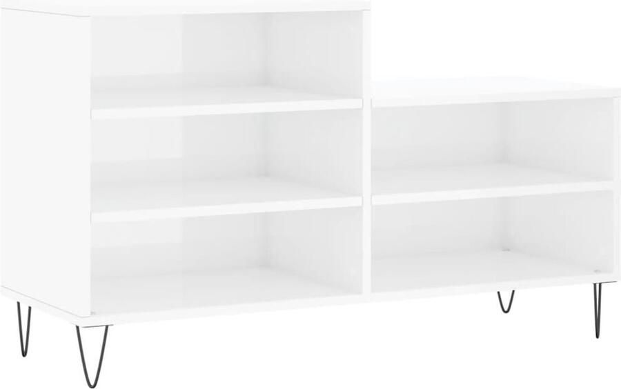 VidaXL Schoenenkast Hoogglans Wit 102x36x60 cm Schoenenkast Houten Schoenenkast Witte Schoenenkast Schoenenrek Bergruimte Organisatie Entreehal Slaapkamer Modern Design