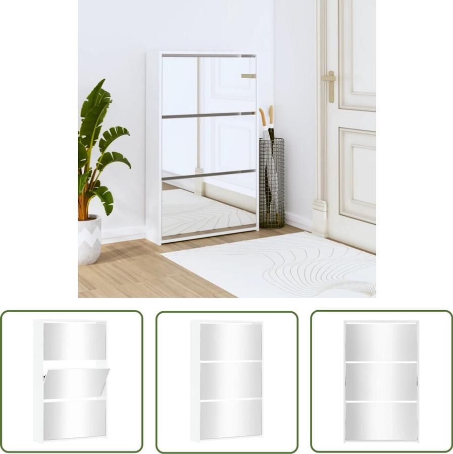 VidaXL Schoenenkast Hoogglans Wit 3 Lagen Schoenenkast Schoenen Rek Bergruimte Schoenen Organisatie Schoenen Interieur Decoratie Witte Kast Houten Kast