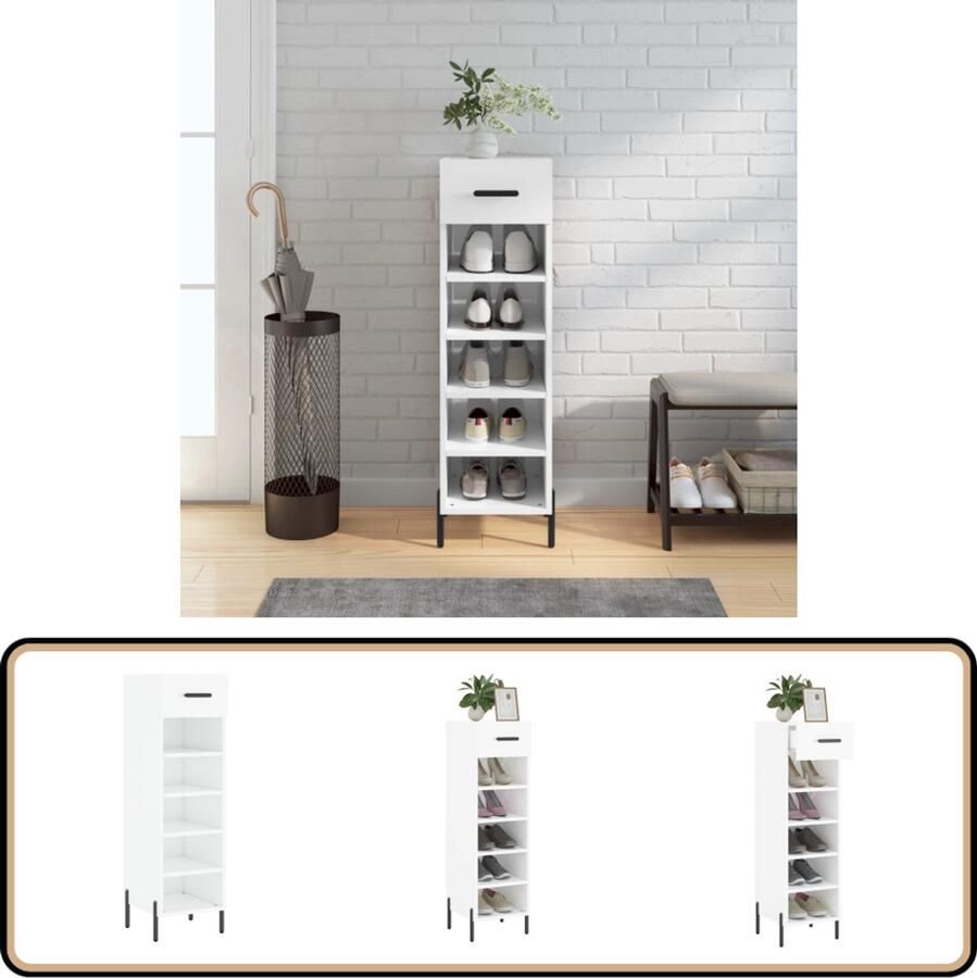 VidaXL Schoenenkast Hoogglans Wit 30x35x105 cm Schoenenkast Witte Schoenenkast Houten Schoenenkast Opbergkasten Schoenuitlegers Entryway Furniture Halmeubilair