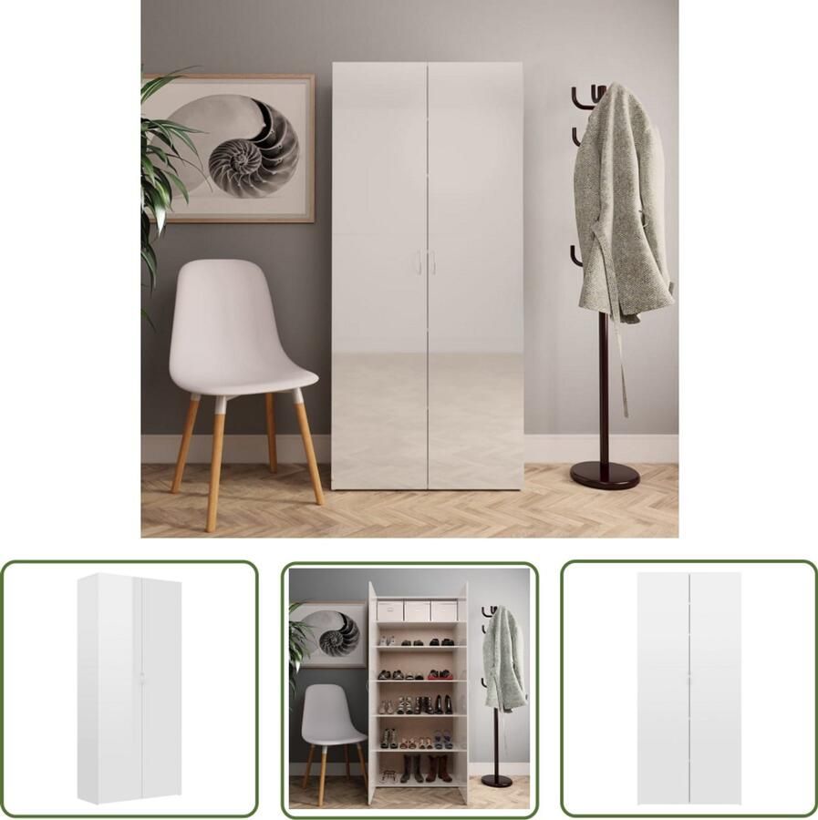 VidaXL Schoenenkast Hoogglans Wit 80x35 5x180 cm Schoenenkast Houten Schoenenkast Witte Schoenenkast Moderne Schoenenkast Entree Kast Halkast Bergruimte Organisatie