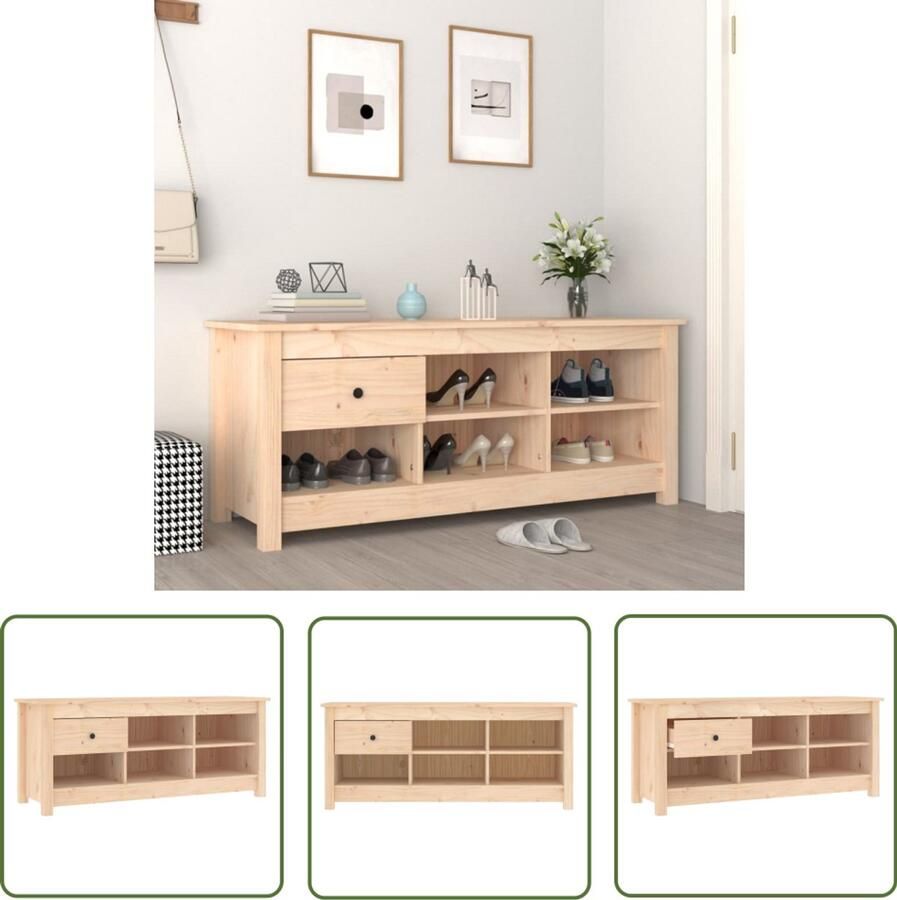 VidaXL Schoenenkast massief grenenhout 110x38x45 5 cm Schoenenkast Schoenen Rek Houten Schoenenkast Grenenhout Schoenenkast Opbergkast Schoenuitlegger Meubilair