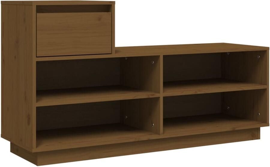 VidaXL Schoenenkast Massief Grenenhout Honingbruin Schoenenkast Schoenen Rek Opslagruimte Interieurdecoratie Hout Grenenhout Bruine Kast