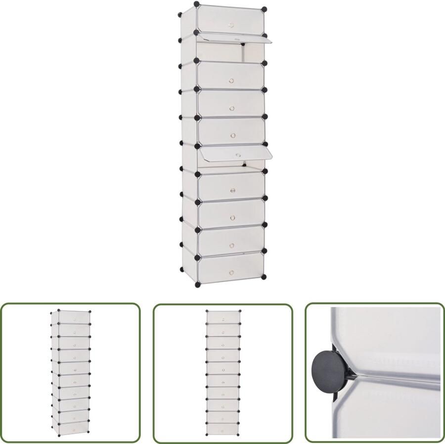 VidaXL Schoenenkast 10 Vakken Wit Kunststof Schoenenkast Schoenen Organisatie Kunststof Schoenenkast Witte Schoenenkast Schoenen Rek - Foto 2