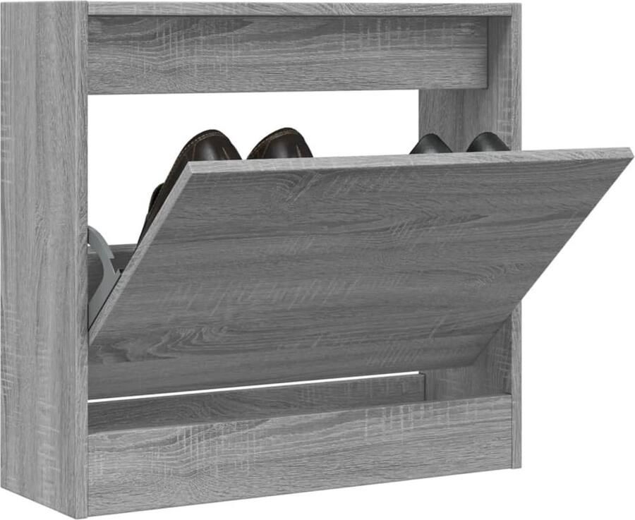 VidaXL -Schoenenkast-met-2-klaplades-60x42x108-cm-grijs-sonoma