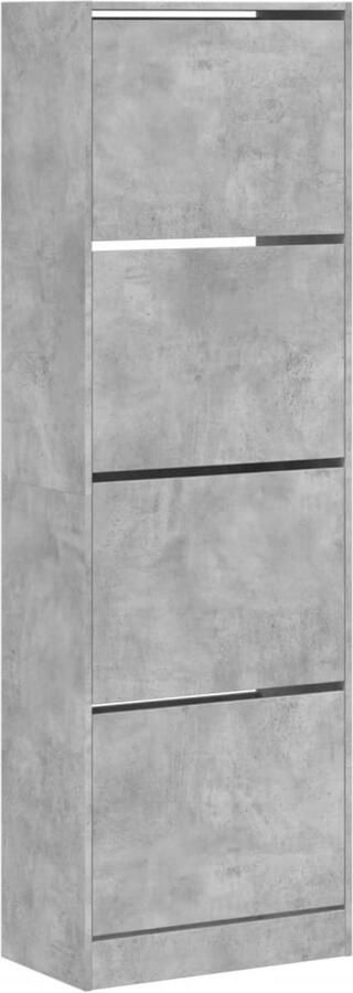 VidaXL Schoenenkast met 4 klaplades 60x34x187 5 cm betongrijs