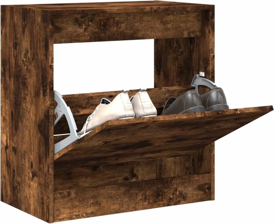 VidaXL Schoenenkast met 4 klaplades 60x34x187 5 cm gerookt eikenkleur
