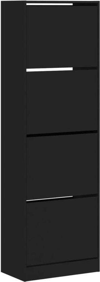 VidaXL Schoenenkast met 4 klaplades 60x34x187 5 cm zwart