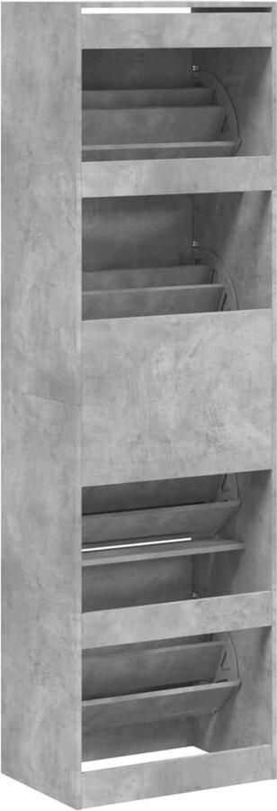 VidaXL Schoenenkast met 4 klaplades 60x42x204 cm betongrijs - Foto 2