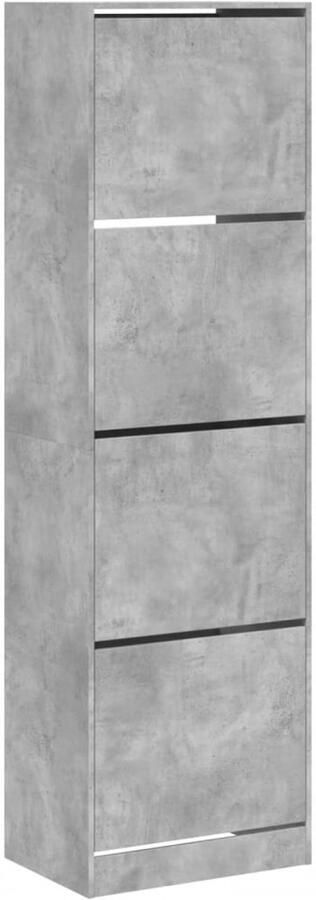 VidaXL Schoenenkast met 4 klaplades 60x42x204 cm betongrijs