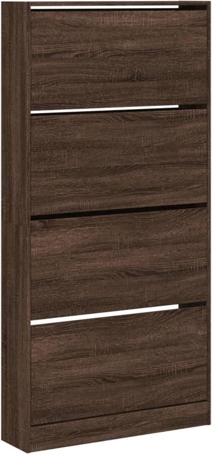 VidaXL Schoenenkast met 4 klaplades 80x21x163 5 cm bruin eikenkleur