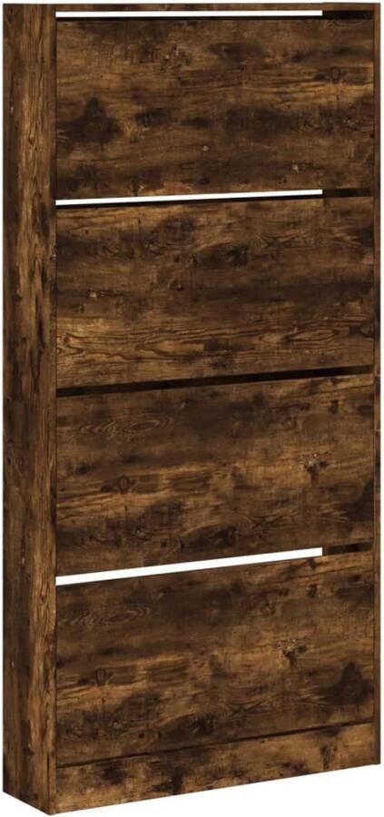 VidaXL Schoenenkast met 4 klaplades 80x21x163 5 cm gerookt eikenkleur