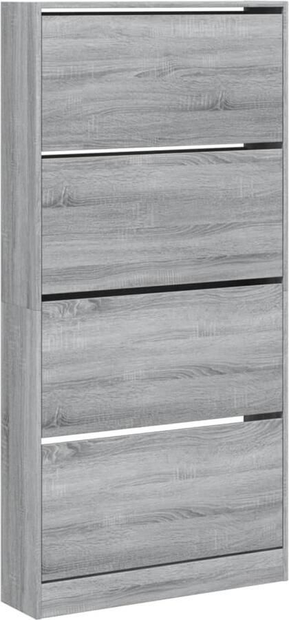 VidaXL Schoenenkast met 4 klaplades 80x21x163 5 cm grijs sonoma