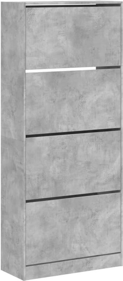 VidaXL Schoenenkast met 4 klaplades 80x34x187 5 cm betongrijs