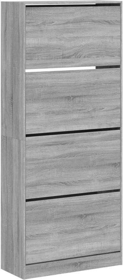 VidaXL Schoenenkast met 4 klaplades 80x34x187 5 cm grijs sonoma