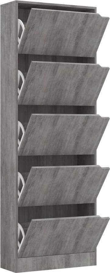VidaXL Schoenenkast met 5 deuren 59x24x167 cm spaanplaat betongrijs