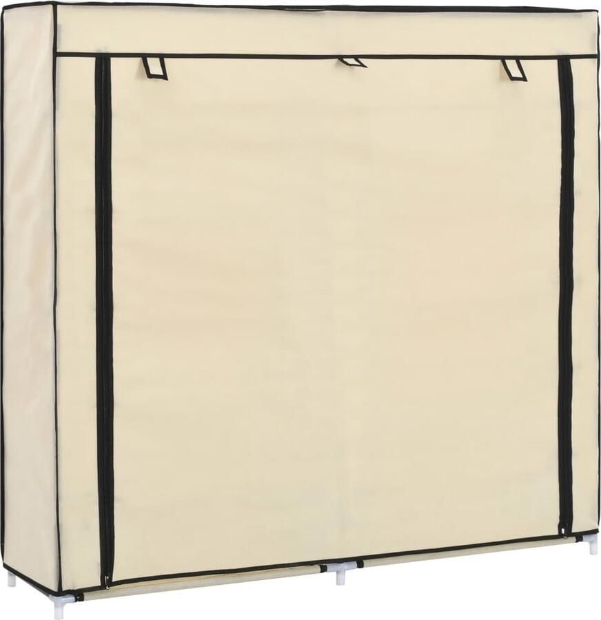 The Living Store Schoenenkast 5 Schappen 115 x 28 x 110 cm Crème Ijzeren buis en nonwoven stof Schoenenkast Schoenen Organisatie Schoenen Opslag Stofhoes Kruipruimte - Foto 3