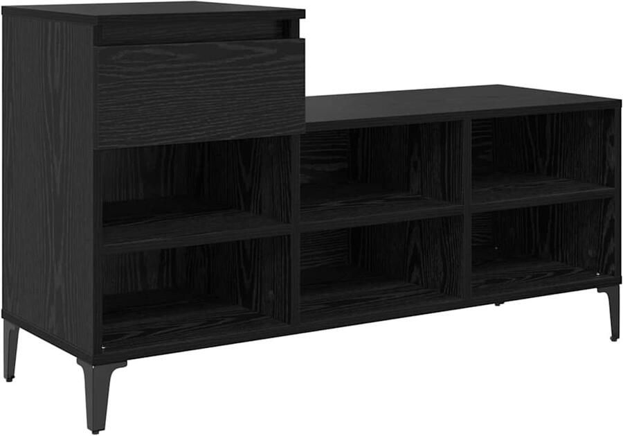 VidaXL Schoenenkast met lade Zwart eiken 102 x 36 x 60 cm Bewerkt hout