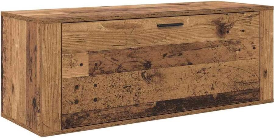 VidaXL Schoenenkast met plank Oud hout 100 x 35 x 38 cm Bewerkt hout