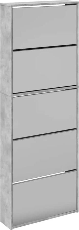 VidaXL Schoenenkast met spiegel 5-laags 63x17x169 5 cm betongrijs - Foto 2