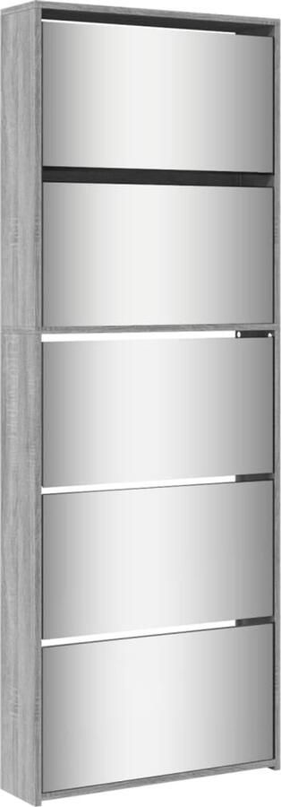 VidaXL Schoenenkast met spiegel 5-laags 63x17x169 5 cm grijs sonoma