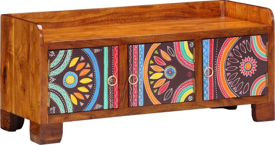 VidaXL Schoenenkast Multikleur 90 x 35 x 40 cm Massief acaciahout