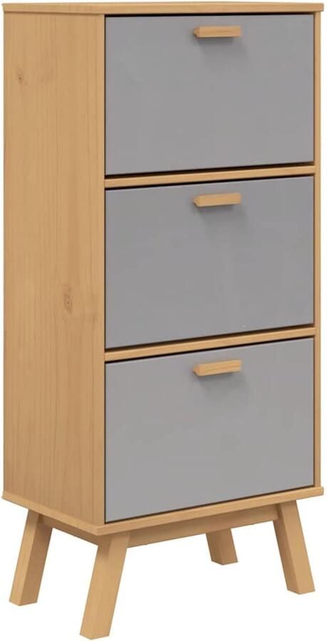 VidaXL Schoenenkast OLDEN 55x35x120 cm grenenhout grijs en bruin