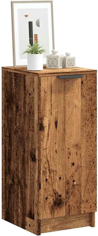 The Living Store Schoenenkast 29 5x35x70 cm bewerkt hout oud houtkleurig Schoenenkast Houten Schoenenkast Vintage Schoenenkast Opbergkast Schoenen Schoenenopbergers