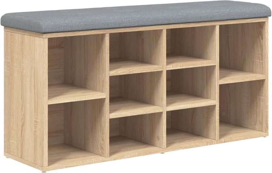 VidaXL Schoenenbank 102x32x50 cm bewerkt hout sonoma eikenkleurig Schoenenbank Bruine Schoenenbank Houten Schoenenbank Schoenenkast Entreemeubel